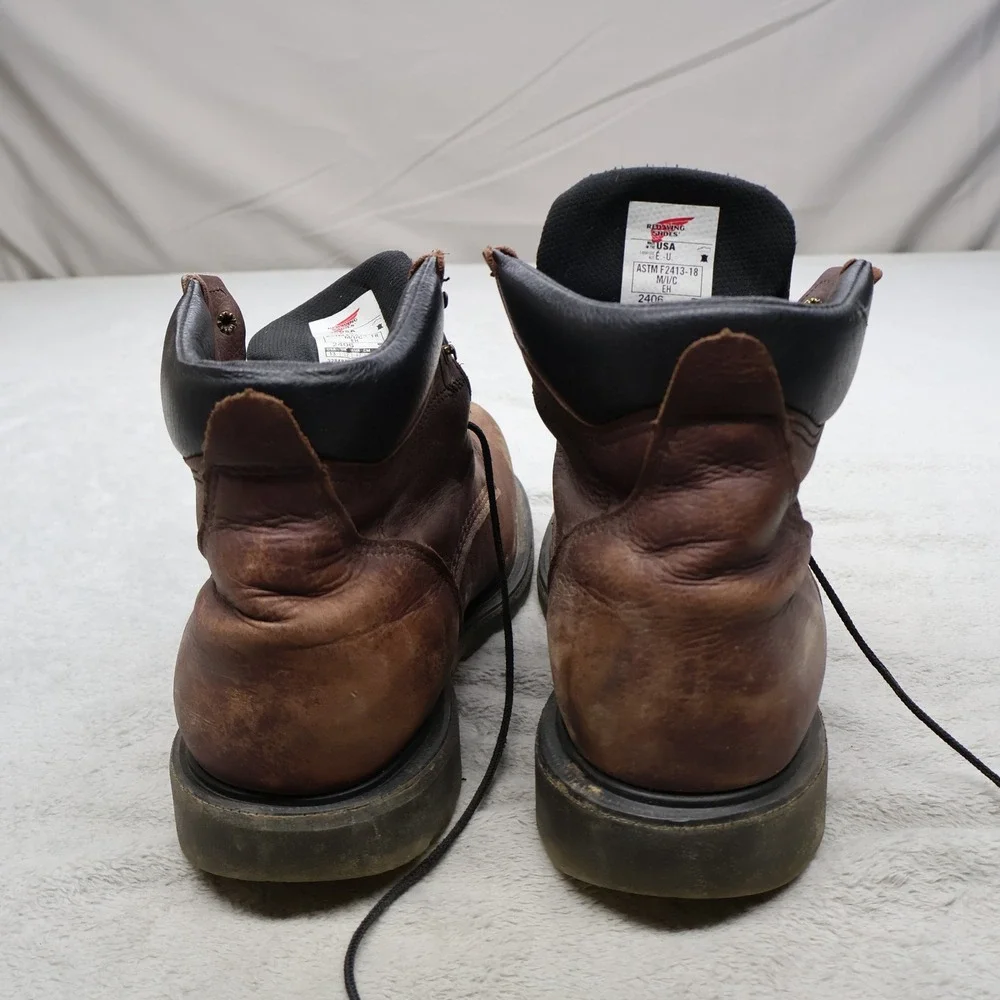 Red Wing Mens 13 Work Boots Brown Leather Steel Toe Safety Waterproof USA Made - Picture 6 of 16
